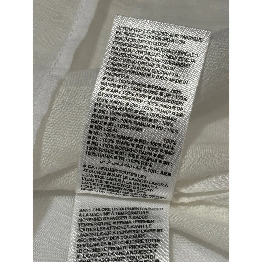 Banana Republic White Mandarin Collar Button Front Sheer Blouse Top Women's Sz S - Picture 6 of 9